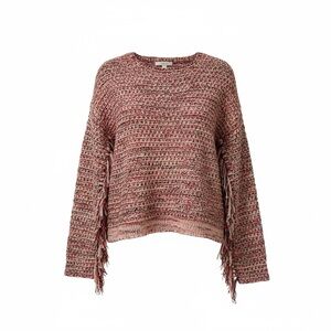 John + Jenn Fringe Sweater XS Boho Chunky Knit Tassel Festival Top
